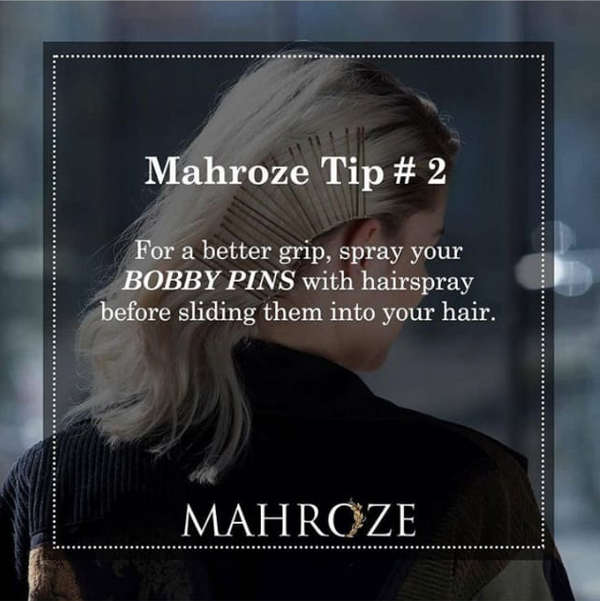 Spray Bobby Pins with Hair Spray to Keep them on Place - Mahroze