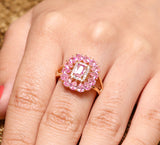 Pink Stones Pave Ring