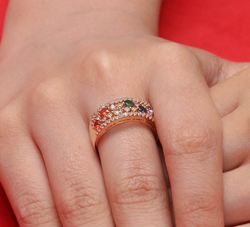 Multicolour Pave Ring