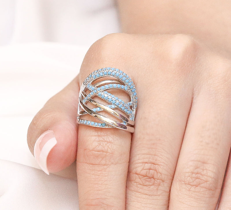 Silver Stylish Pave Ring