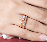 Square Sparkle Halo Couple Ring