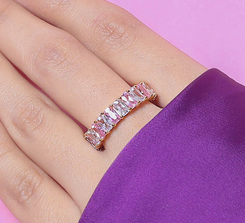 Pink Band Pave Ring