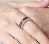 Charming Rainbow Pave Ring
