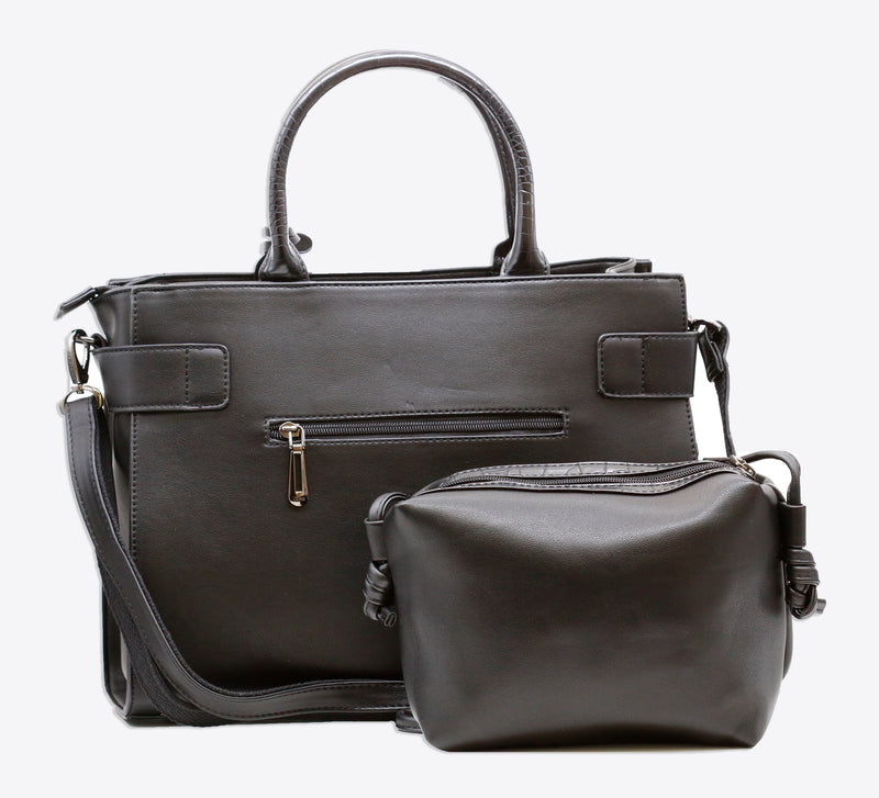 Sophisticated Black Hand Bag with Pouch - Mahroze