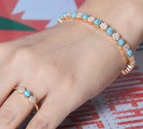 Golden with Blue Stones Adjustable Bracelet