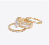 Golden Solitaire Couple Ring