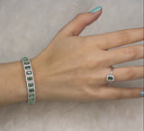 Crystal Royal Green Adjustable Bracelet with Ring