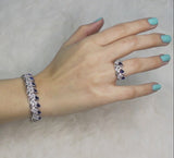 Leaf Blue Adjustable Bracelet With Ring