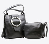Round Black Bag with Pouch