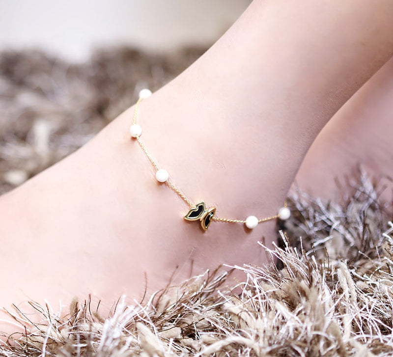 Perlee Butterfly Sparkling Anklet - 26 CM