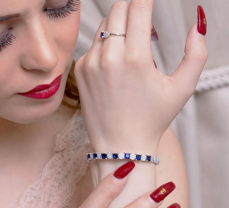 Blooming Blue Bracelet with Free Ring