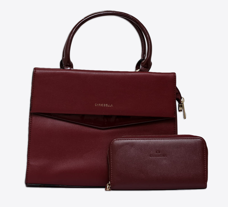 Decent Maroon Handbag with Wallet - Mahroze