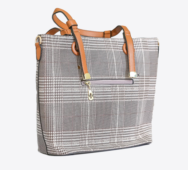Camel Brown Wrapped Check Bag with Pouch