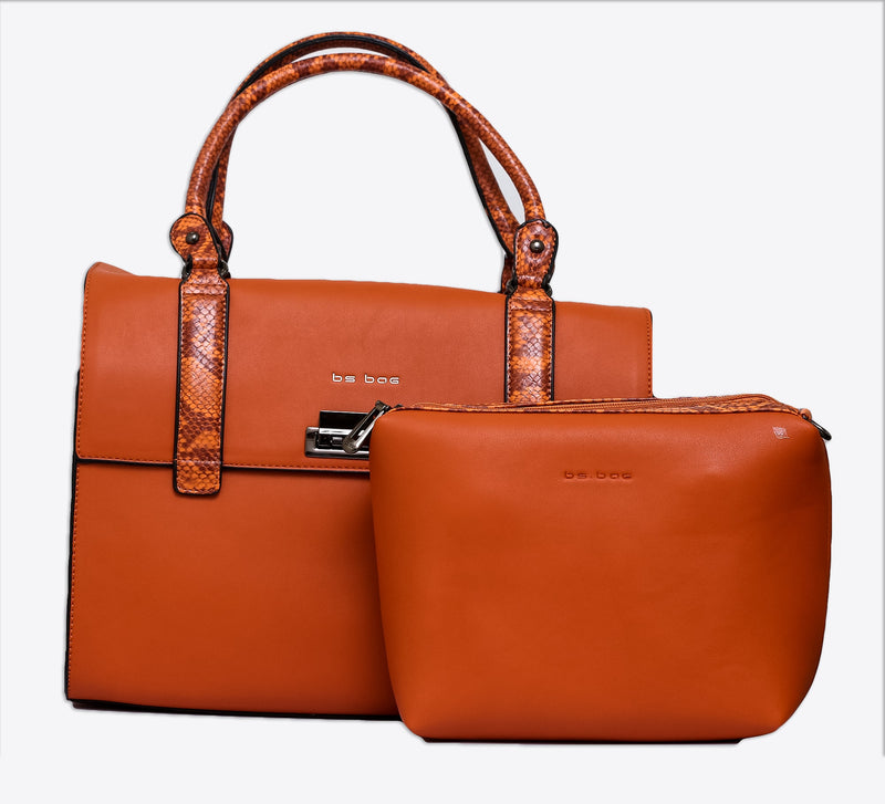Rouge Orange Handbag with Pouch - Mahroze