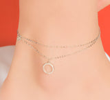 Double Chained Circle Anklet - 25.5 cm