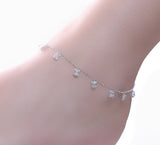Cubical Pyramid Sterling Silver Anklet - 28 cm