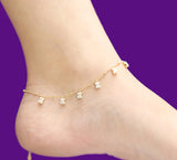 Cubical Pyramid Sterling Silver Anklet - 28 cm
