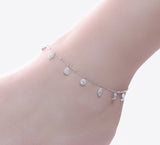 Geometrical Shaped Sterling Silver Anklet - 28 cm