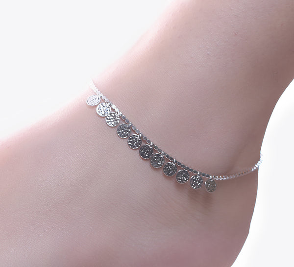 Silver Coin Anklet - 25.5 cm