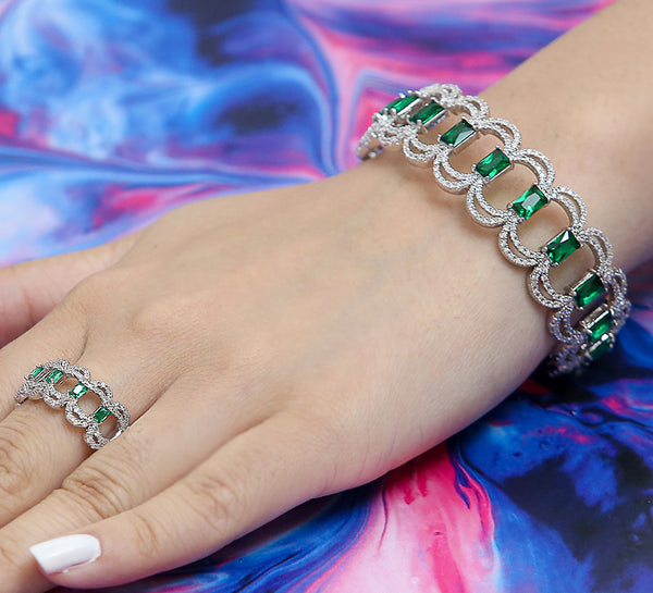 Emerald Magnetic Adjustable Bracelet with Ring
