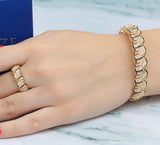 Luscious Leavy Bracelet with Ring - Golden