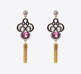 Buy Golden With Black design and Pink Stone Earring Online in Pakistan