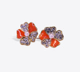 Buy  Pearl With Orange and Silver Stones Studs Online in Pakistan