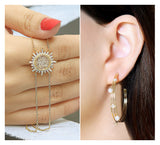 ICED SUN TENNIS AND SOFT BRACELET & HANGING PEARL EARRINGS