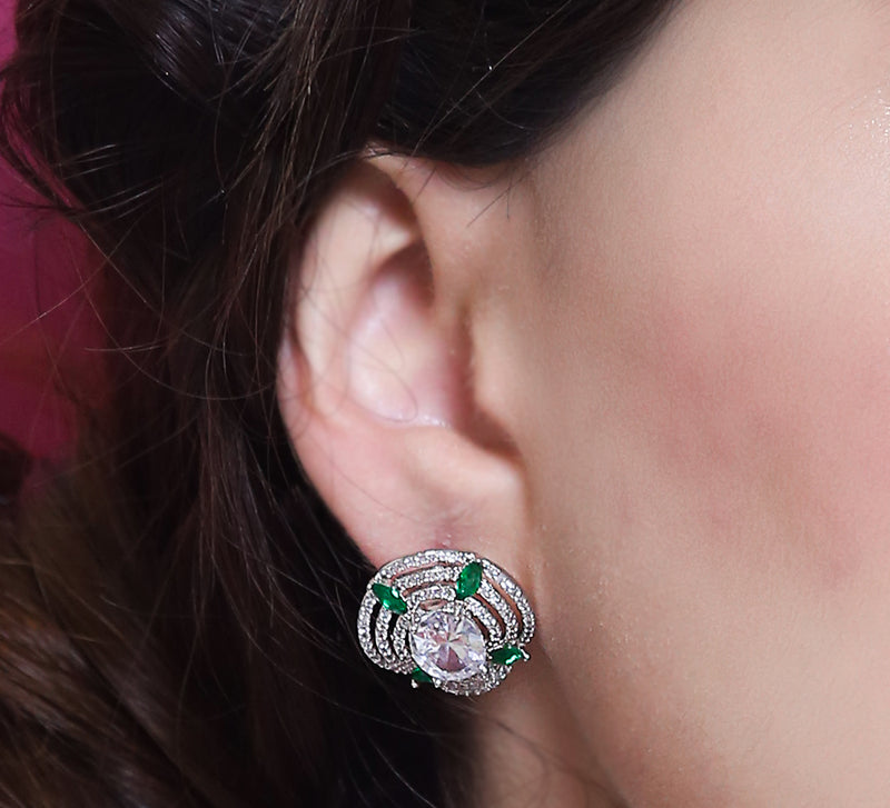 Swirled Emerald Stud Earring