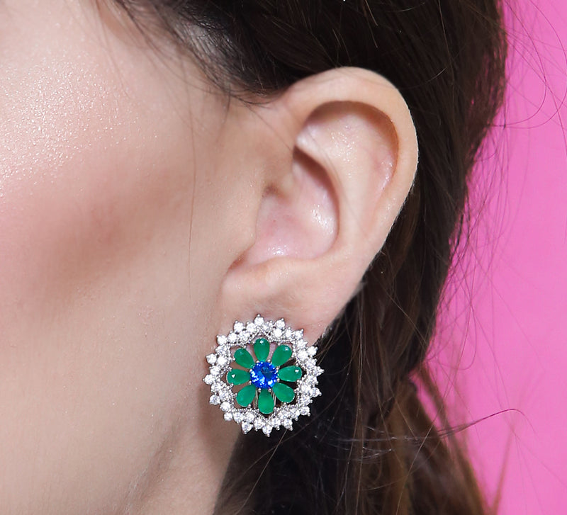 Caged Emerald Stud Earring