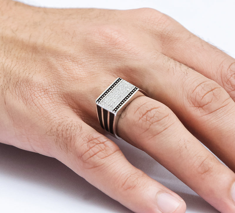 Cubic Sea Men Sterling Silver Ring