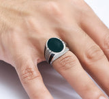 Olive Green Streamline Sterling Silver Ring