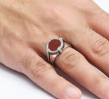 Annular Maroon Sterling Silver Ring