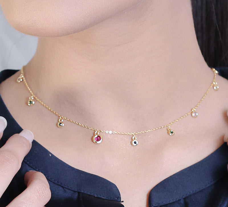 Golden Multicolour Stone Necklace