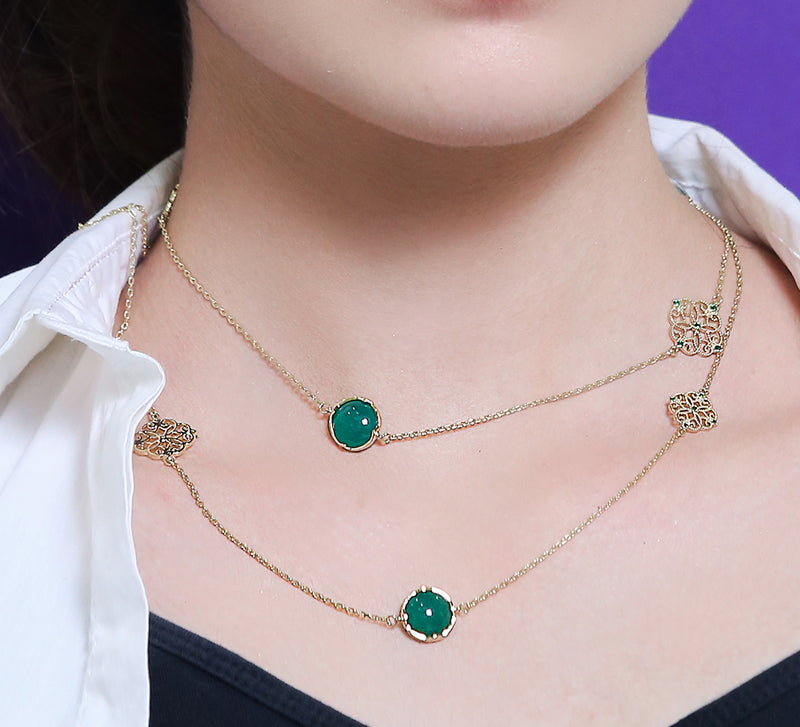 Emerald Double Chain Necklace