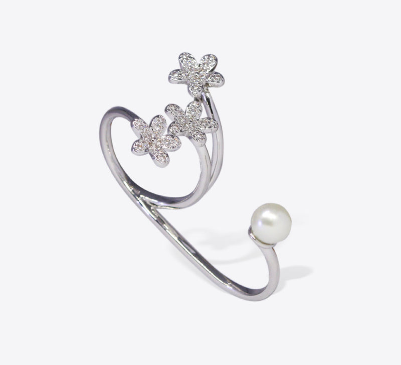 Floral Pearl Two Finger Ring