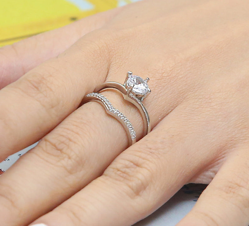 Princess Wishbone Couple Ring – Silver
