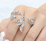 Embellished Two Finger Ring – Silver
