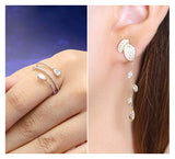 Adjustable Pave Ring & Golden Drop Earring